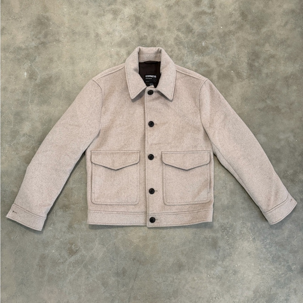 Express Tan Wool-Blend Trucker Jacket - Picture 5 of 12